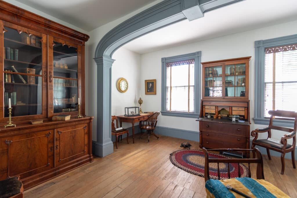 Looking into John Wood's study, including a desk previously owned by Orville Browning