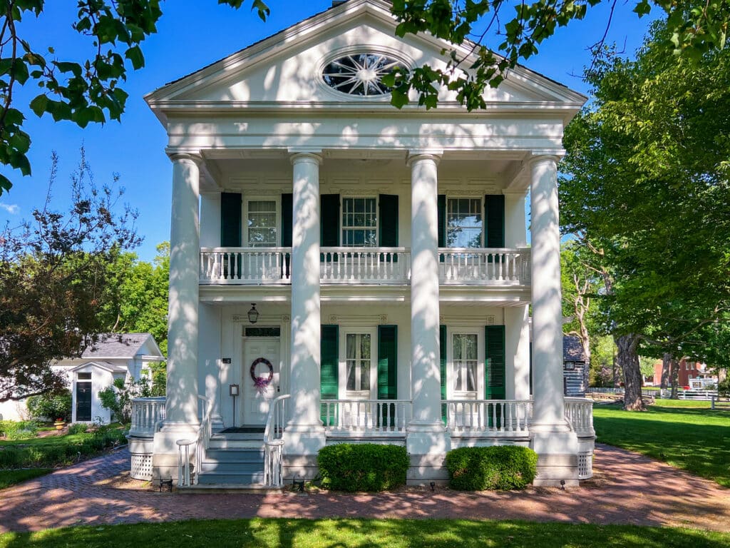 The entrance to the John Wood Mansion.