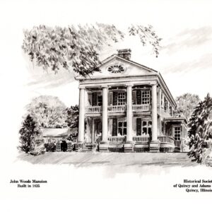 John Wood Mansion Line Drawing Print