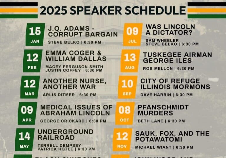 A poster showing the 2025 speaker series schedule.